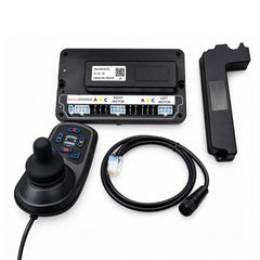 Journey Air / Air Elite Replacement Joystick & Controller featuring a control pad, black rectangular electronic module with labeled ports, connecting cable, and a separate black mounting bracket.
