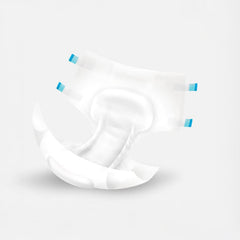 Nightproof Briefs (Case of 60) are disposable adult diapers with four blue adhesive tabs and a contoured, absorbent pad for maximum absorbency and reliable incontinence protection, shown on a plain white background.