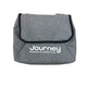 Introducing the Journey So Lite Power Scooter Front Bag Replacement: a gray insulated lunch bag with a black zipper and “Journey Health & Lifestyle” printed in white on the front. This versatile accessory doubles as a convenient mobility scooter bag, serving perfectly as a So Lite Scooter Front Bag or replacement.