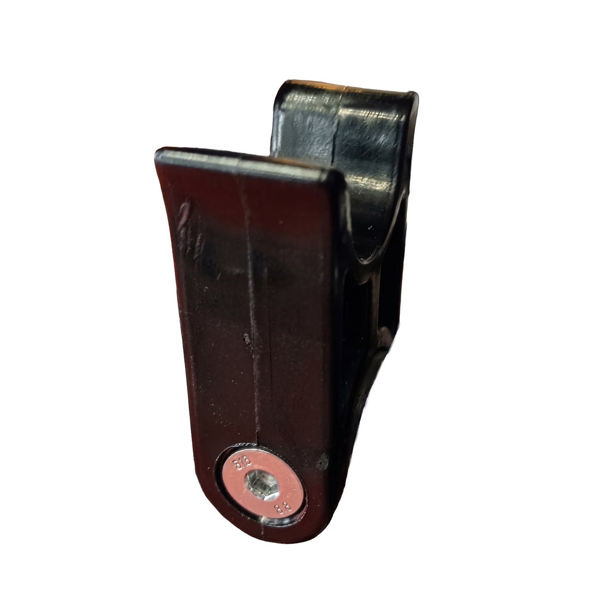 A close-up of the Journey Air Seat Support & Hardware – Replacement Kit, featuring a black plastic clip with a metal screw at the base, isolated on a white background.