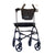 The UPWalker® Original is a black upright rollator with four wheels, ergonomic handles, a seat, and a storage pouch, designed to help users walk more comfortably and improve stability.