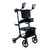 The UPWalker Premium Lite is a black upright rollator with four wheels, two storage bags, hand brakes, and padded armrests. Its sturdy frame provides stability and support for easy, upright walking and mobility all day.