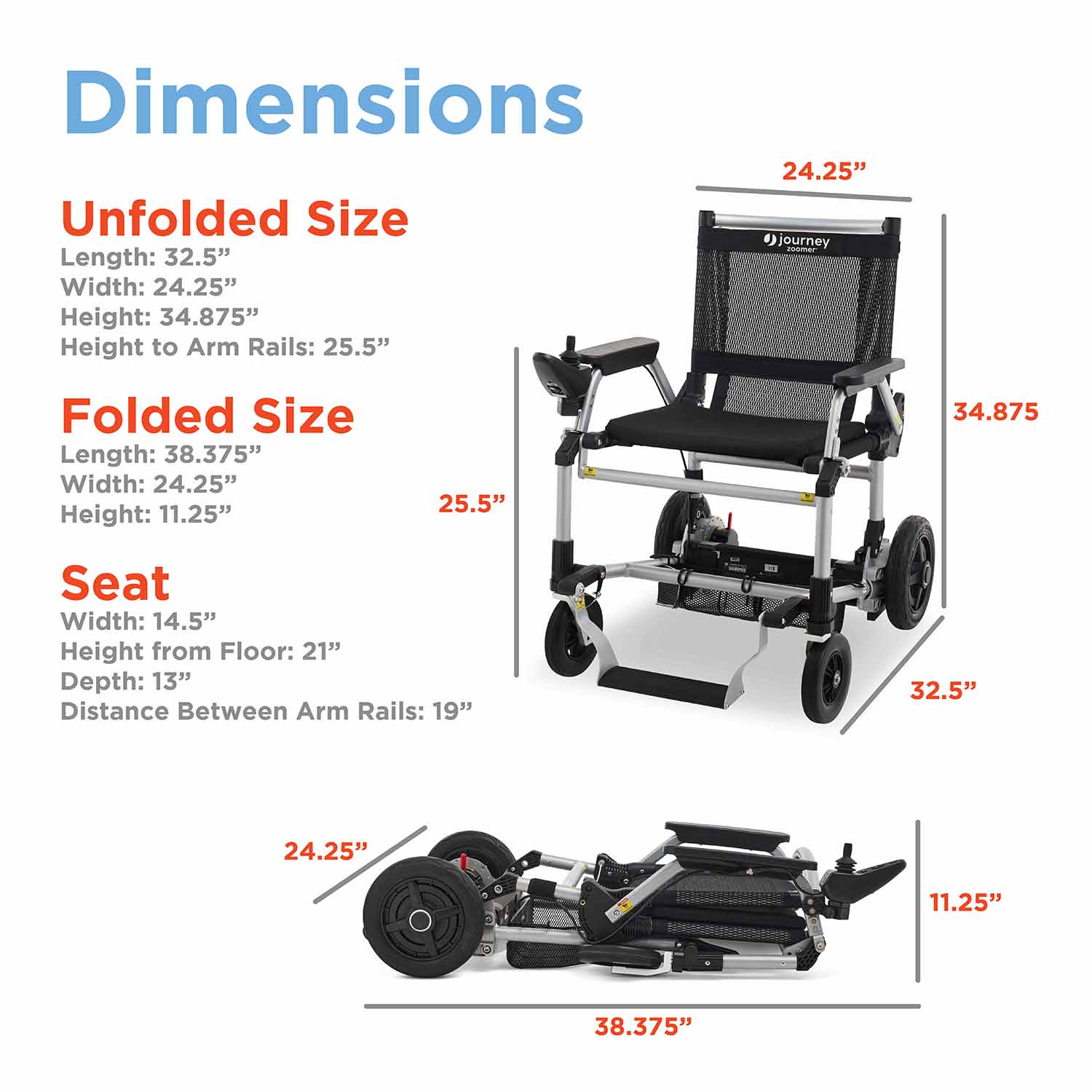 Journey Zoomer® Lightweight Folding Power Chair