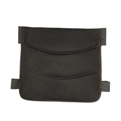 The Journey Air Elite - Replacement Backrest Cushion, shown against a white background, fits perfectly in the black mesh organizer pouch with two open pockets and four straps—ideal for added lumbar support and storage on your power chair.