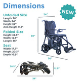 The Journey Air Elite Max, a lightweight black carbon fiber folding wheelchair, is displayed both upright and folded. Size labels show 36x24x39 inches unfolded and 38.5x12.5x36 inches folded. A "NEW" badge appears in the top right corner.