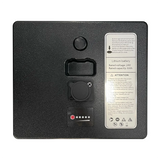 The Journey Air Power Chair 6Ah Lithium Battery Replacement is a black rectangular battery with a covered circular port, four-light indicator, handle slot, and lithium battery label—specifically designed for your Journey Air power chair.