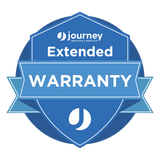 A blue shield-shaped badge displays Extended Warranty – Keep Your Product Protected in white, with a ribbon banner and Journey logos—perfect for safeguarding your mobility equipment or Journey scooter.