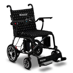 Black electric wheelchair with 'Journey' branding on a white background