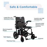 Journey Air wheelchair with features highlighted on a white background