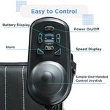 Journey Air joystick and control panel with labeled features on a white background