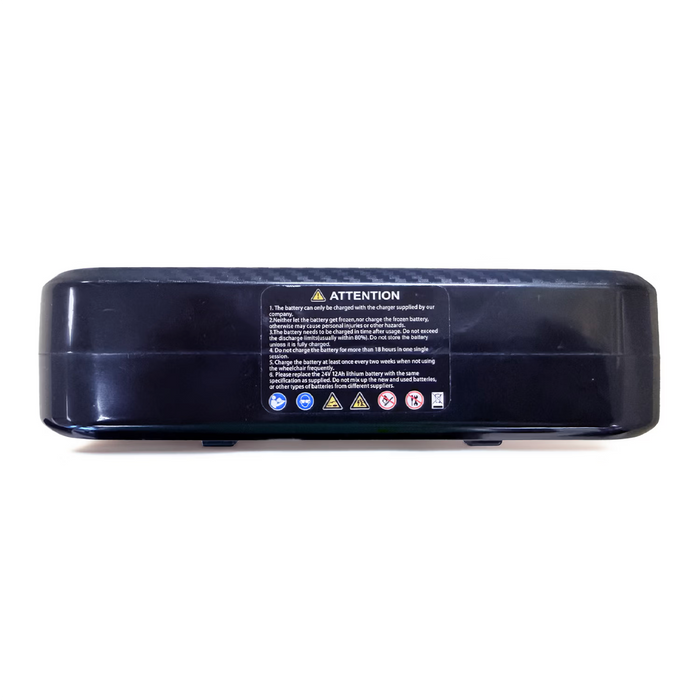 Air Elite  Max Battery pack with warning labels on a white background