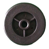 The So Lite® Scooter Anti-tip Wheels are black plastic replacement wheels with a central hole and three spokes, designed specifically for the So Lite® Scooter. Pictured on a green surface, they provide added stability and safety.