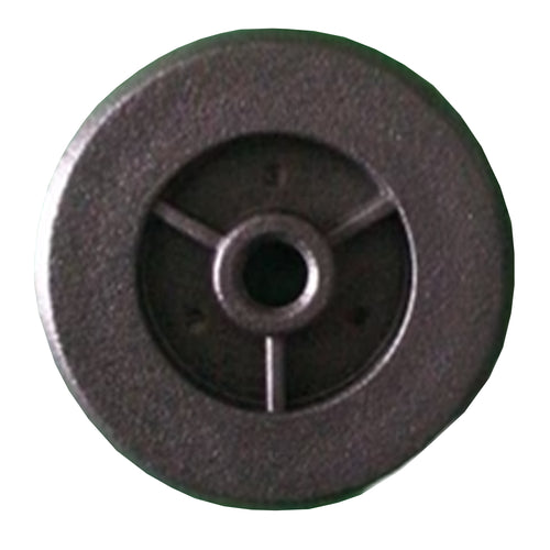 The So Lite® Scooter Anti-tip Wheels are black plastic replacement wheels with a central hole and three spokes, designed specifically for the So Lite® Scooter. Pictured on a green surface, they provide added stability and safety.