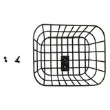 The Journey So Lite Scooter Replacement Basket Sub Assembly is a black metal wire basket with a mounting plate, two screws, and a bolt—perfect as a convenient front storage accessory for your scooter.