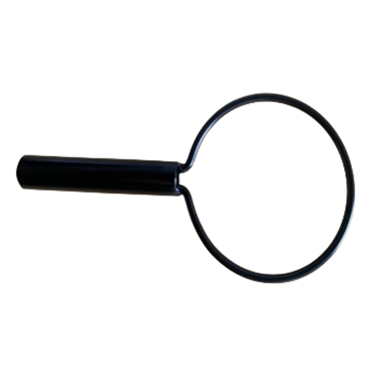 A sleek black magnifying glass with a round lens and straight handle, isolated on white—an ideal accessory to accompany your Journey Cup Holder Assembly – So Lite Scooter.