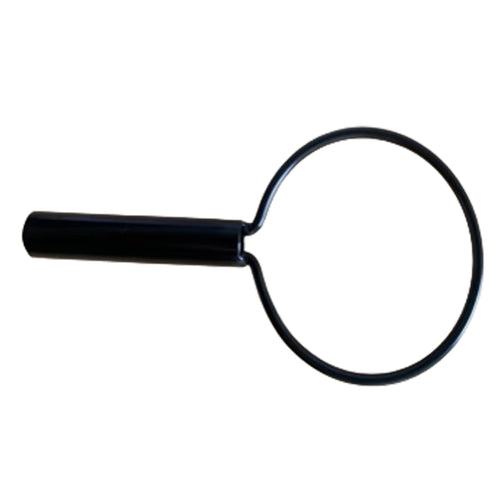 A simple black magnifying glass with a round lens and solid black handle, shown on a white background—compatible with the S1-CUP HOLDER ASSEMBLY.