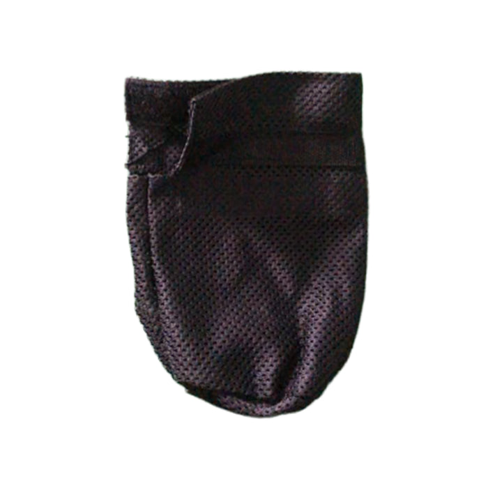 The Journey So Lite Scooter Mesh Drink Holder is a black mesh pouch with a top flap closure, ideal as a mobility scooter accessory or cup holder, displayed against a white background.