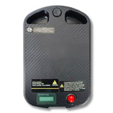 Air Elite Max Battery with warning labels and view of on off button on a white background