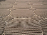 Close-up of the UPbed® Standard 4-in-1 Motorized Lift Bed’s grayish-brown fabric, showing a hexagonal stitched pattern with raised, padded sections and visible seams—evoking plush comfort similar to memory foam.