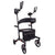 A black UPWalker Premium Lite Gen 3 upright mobility walker featuring four wheels, armrests, a cup holder, a padded backrest with the UPWalker logo, and a storage pouch beneath the seat bearing the brand name.