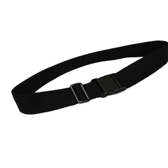 The Journey Zinger Power Chair Seat Belt – Replacement is a durable black nylon webbing belt with a plastic quick-release buckle, shown on a white background—perfect for Zoomer Chairs or Journey Zinger models.
