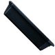 A rectangular black plastic tray with raised edges, designed to securely hold the Journey Zoomer Power Chair Extended Battery 10.5Ah – 24V, viewed at an angle against a white background.